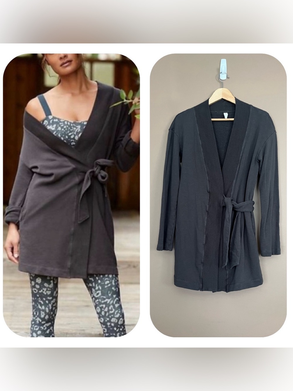 {Daily Practice} Wrap Sweatshirt Cardigan in Grey - Womens Medium
